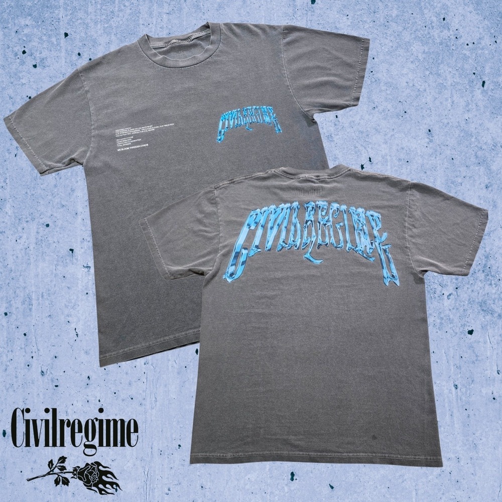 Civil Regime Mens Graphic We Bloom‎ Through Chaos T-Shirt Charcoal S